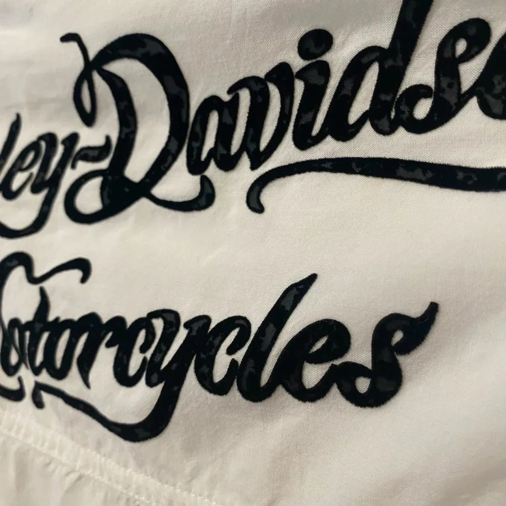 Harley Davidson White Rhinestone Loose Tank Blouse - Size‎ M/L